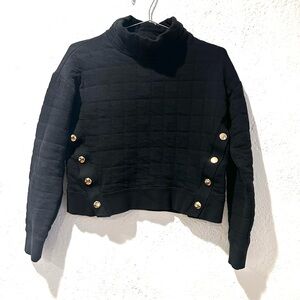 Tuckernuck Black Quilted Wright Funnel Neck Pullover Sweatshirt